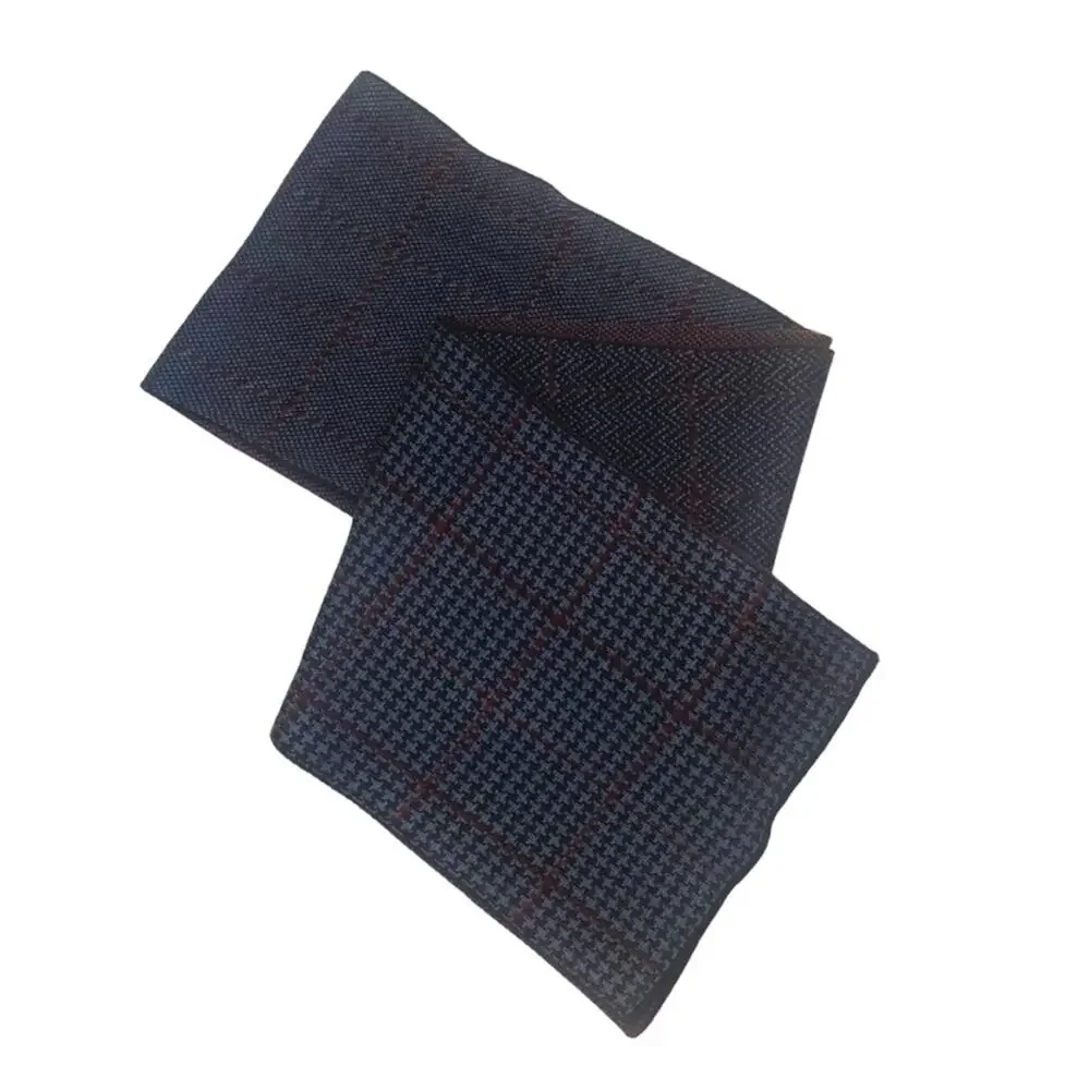 2/$30 Pierre Cardin Chevron Houndstooth Plaid Scarf Black Gray Burgundy Checks